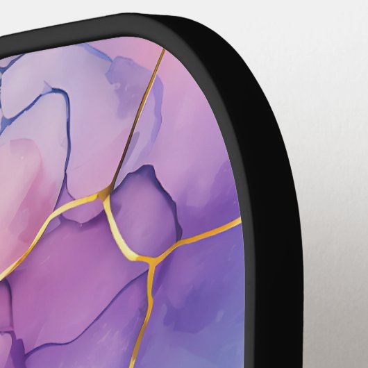 Raquette De Pickleball Artsy Pale Arc-en-ciel Alcool et Encre Monogrammé (Détail gauche)