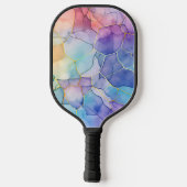 Raquette De Pickleball Artsy Pale Arc-en-ciel Alcool et Encre Monogrammé (Verso)