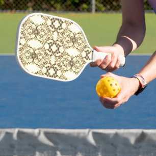 Raquette De Pickleball Aspect dentelle de fleurs Sépia doré