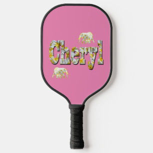 Raquette de Pickleball au Nom de Cheryl avec Éléph