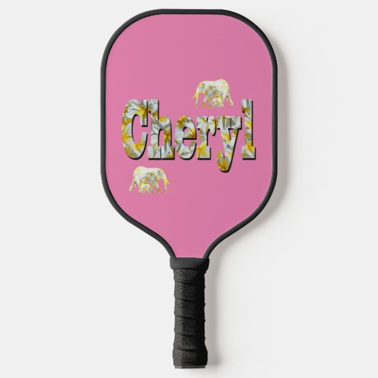 Raquette de Pickleball au Nom de Cheryl avec Éléph (Recto)