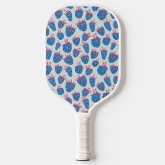 Raquette de Pickleball aux Fraises Peintes en Bleu