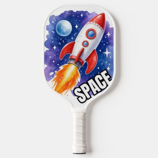 Raquette De Pickleball Aventure de fusée spatiale – Fusée aquarelle (Recto)