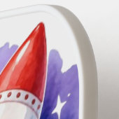 Raquette De Pickleball Aventure de fusée spatiale – Fusée aquarelle (Détail gauche)