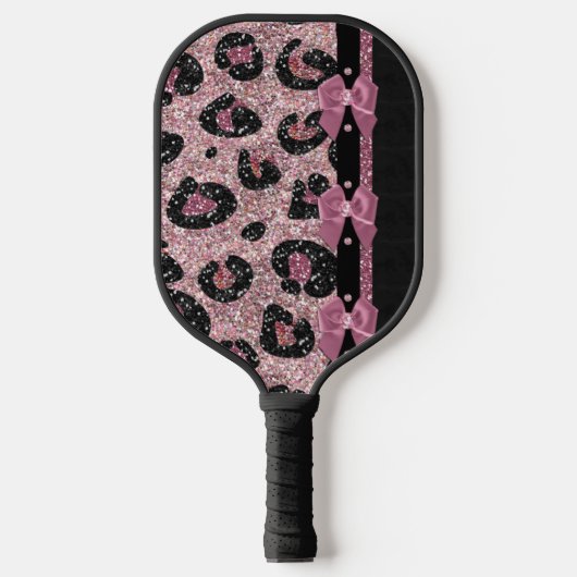 Raquette De Pickleball Bac à ruban Empreinte de léopard rose rocheux RAB (Recto)