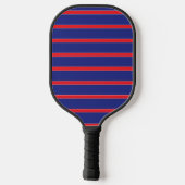 Raquette De Pickleball Bande rouge et blanche sur bleu marine (Verso)
