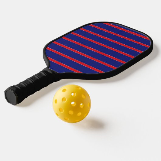 Raquette De Pickleball Bande rouge et blanche sur bleu marine (Mise en page 2)