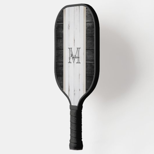 Raquette De Pickleball Bande verticale en bois rustique Noir Blanc (Gauche)