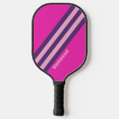 Raquette De Pickleball Bandes de ciel rose rétro avec nom (Verso)