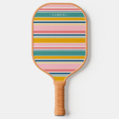 Raquette De Pickleball Bandes de couleurs à thème de plage | Ajouter Votr (Recto)