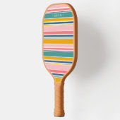 Raquette De Pickleball Bandes de couleurs à thème de plage | Ajouter Votr (Gauche)