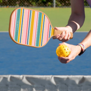 Raquette De Pickleball Bandes de couleurs à thème de plage   Ajouter Votr