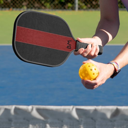 Raquette De Pickleball Bandes de cuir noir et rouge (Insitu)