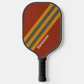 Raquette De Pickleball Bandes de rouille orange rétro avec nom (Recto)