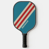 Raquette De Pickleball Bandes de Surf Retro Aqua avec nom (Recto)