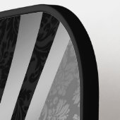 Raquette De Pickleball Bandes dynamiques en noir et argent Damas (Détail gauche)