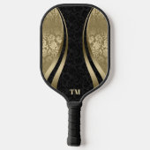 Raquette De Pickleball Bandes dynamiques noir et or Damas (Verso)