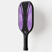 Raquette De Pickleball Bandes dynamiques noires et violettes Damas (Gauche)