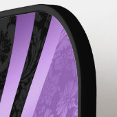Raquette De Pickleball Bandes dynamiques noires et violettes Damas (Détail gauche)
