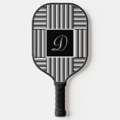 Raquette De Pickleball Bandes modernes en noir, blanc et gris - Monogramm (Recto)
