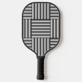 Raquette De Pickleball Bandes modernes en noir, blanc et gris - Monogramm (Verso)