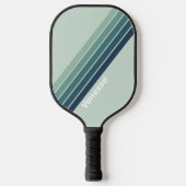 Raquette De Pickleball Bandes nostalgiques vert océan avec nom (Recto)