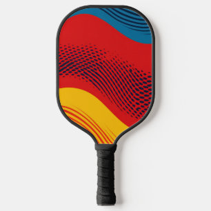 Raquette De Pickleball Bandes ondulées en couleurs primaires avec texture