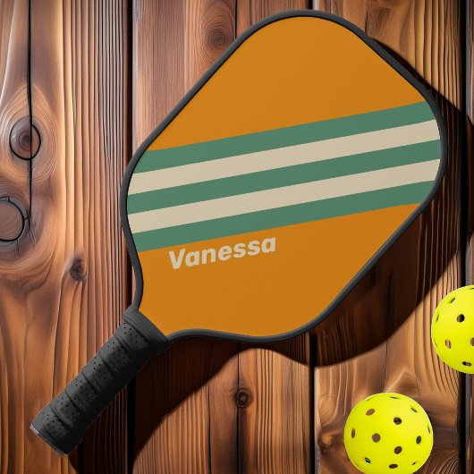 Raquette De Pickleball Bandes orange rétro avec nom
