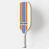 Raquette De Pickleball Bandes rétro cinq cartes avec nom (Gauche)