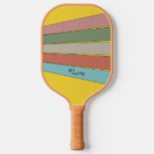 Raquette De Pickleball Bandes rétro en couleurs pastel sur jaune (Recto)