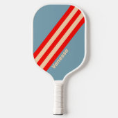 Raquette De Pickleball Bandes rétro Ocean Horizon avec nom (Verso)