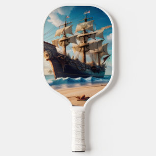 Raquette De Pickleball Bateau pirate de la plage tropicale