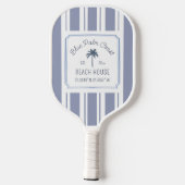Raquette De Pickleball Beach House Blue Stripes Coastal Farmhouse (Verso)