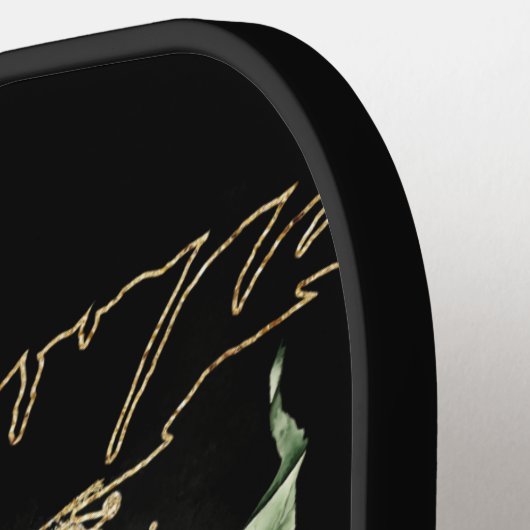 RAQUETTE DE PICKLEBALL BEAU LEOPARD ART AVEC FEUILLES TROPICAUX (Détail gauche)