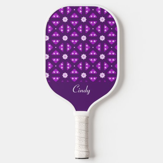 Raquette De Pickleball Beau Motif géométrique violet (Recto)