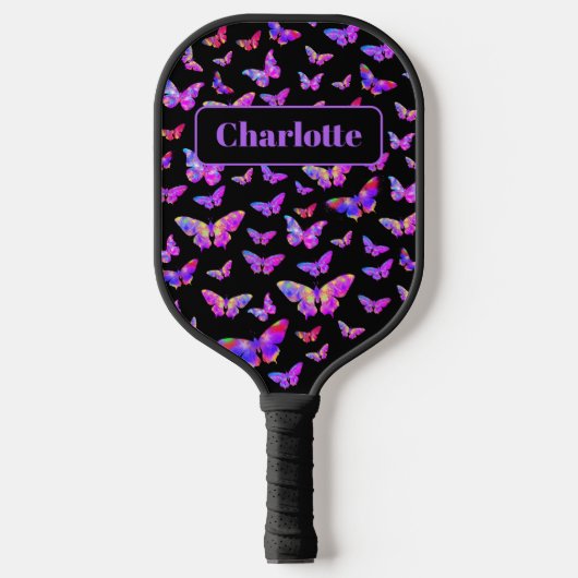 Raquette De Pickleball Beau Motif papillon Nom du monogramme (Recto)