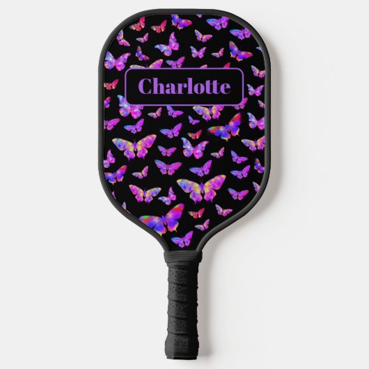 Raquette De Pickleball Beau Motif papillon Nom du monogramme (Verso)