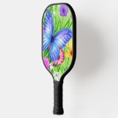 Raquette De Pickleball Beau Papillon Bleu avec fleurs Aquarelle (Gauche)