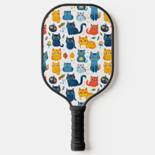 Raquette De Pickleball Beaux chats kawaii, jouer avec des jouets blanc ba
