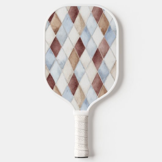 Raquette De Pickleball Beaux Diamants Bleus Crème Brun Tan (Recto)