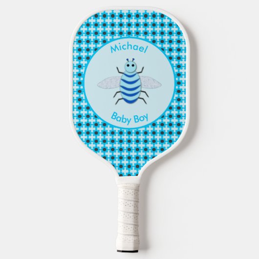 Raquette De Pickleball Bébé Bleu mignon Bee Bee Personnalisé (Verso)