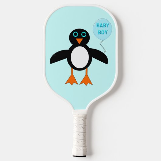 Raquette De Pickleball Bébé Bleu mignon Pingouin Garçon (Verso)