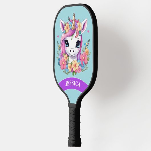 Raquette De Pickleball Bébé magique licorne avec fleurs (Gauche)