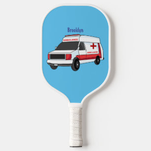 Raquette De Pickleball Belle ambulance rouge caricature van