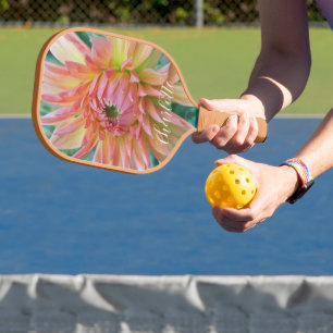 Raquette De Pickleball Belle fleur de dahlia avec nom Floral