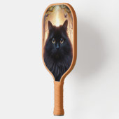 Raquette De Pickleball Belle Fluffy Chat Noir avec yeux or (Gauche)