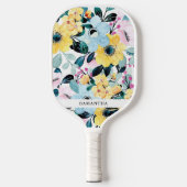 Raquette De Pickleball Belle unique bleu & jaune floral (Recto)