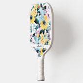 Raquette De Pickleball Belle unique bleu & jaune floral (Gauche)