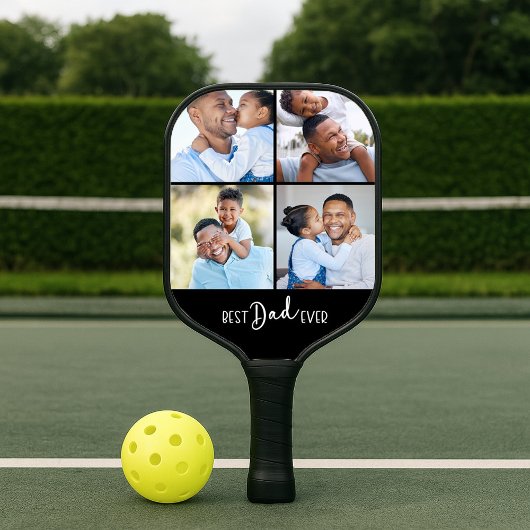 Raquette De Pickleball Best Dad Ever Four Photo Collage