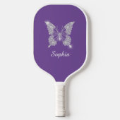 Raquette De Pickleball Beurre Diamant Blanc, Nom Du Script, Violet (Recto)